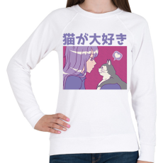 PRINTFASHION Animés csaj és cica - Női pulóver - Fehér