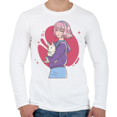 PRINTFASHION Animés csaj - Férfi hosszú ujjú póló - Fehér