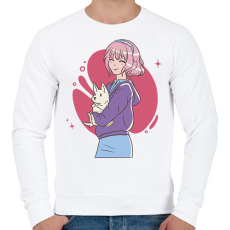 PRINTFASHION Animés csaj - Férfi pulóver - Fehér