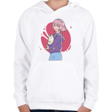 PRINTFASHION Animés csaj - Gyerek kapucnis pulóver - Fehér gyerek pulóver, kardigán