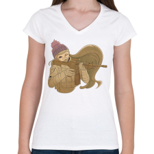 PRINTFASHION Animés katona - Női V-nyakú póló - Fehér női póló