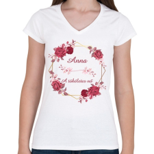 PRINTFASHION Anna - Női V-nyakú póló - Fehér női póló
