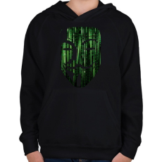 PRINTFASHION Anonymous bináris kód - Gyerek kapucnis pulóver - Fekete