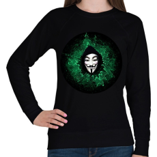 PRINTFASHION Anonymous hacker - Női pulóver - Fekete