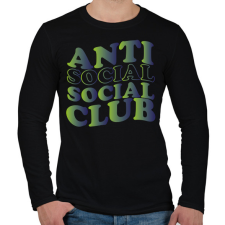 PRINTFASHION Anti social social club - zöld - Férfi hosszú ujjú póló - Fekete férfi póló