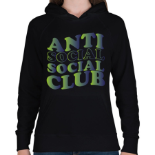 PRINTFASHION Anti social social club - zöld - Női kapucnis pulóver - Fekete női pulóver, kardigán