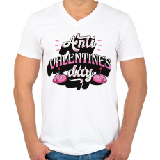 PRINTFASHION Anti Valentine's  - Férfi V-nyakú póló - Fehér