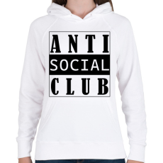 PRINTFASHION Antisocial club (black) - Női kapucnis pulóver - Fehér