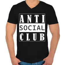 PRINTFASHION Antisocial club (white) - Férfi V-nyakú póló - Fekete férfi póló