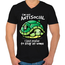 PRINTFASHION Antiszoci teknős - Férfi V-nyakú póló - Fekete férfi póló
