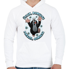 PRINTFASHION Antiszociális Kisvakond - Férfi kapucnis pulóver - Fehér férfi pulóver, kardigán