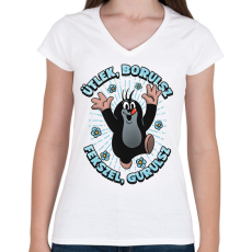 PRINTFASHION Antiszociális Kisvakond - Női V-nyakú póló - Fehér