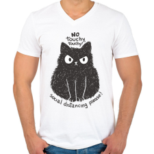 PRINTFASHION Antiszociális macska - Férfi V-nyakú póló - Fehér férfi póló