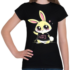 PRINTFASHION Antiszociális nyuszi - Női póló - Fekete női póló