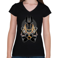 PRINTFASHION anubis - Női V-nyakú póló - Fekete női póló