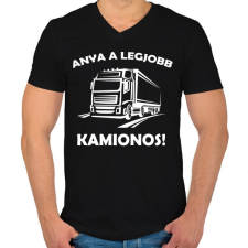PRINTFASHION Anya a legjobb kamionos  - Férfi V-nyakú póló - Fekete férfi póló