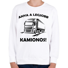 PRINTFASHION Anya a legjobb kamionos  - Gyerek pulóver - Fehér gyerek pulóver, kardigán