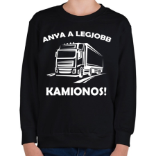 PRINTFASHION Anya a legjobb kamionos  - Gyerek pulóver - Fekete gyerek pulóver, kardigán