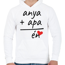 PRINTFASHION Anya + Apa = Én - Férfi kapucnis pulóver - Fehér férfi pulóver, kardigán