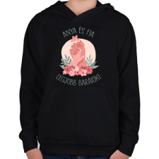 PRINTFASHION Anya és fia legjobb barátok - Gyerek kapucnis pulóver - Fekete gyerek pulóver, kardigán