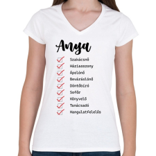 PRINTFASHION Anya feladatkörök - Női V-nyakú póló - Fehér női póló