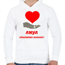 PRINTFASHION Anya köszönünk mindent - Férfi kapucnis pulóver - Fehér férfi pulóver, kardigán