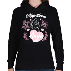 PRINTFASHION Anya leszek - Hónappal (fehér) - Női kapucnis pulóver - Fekete