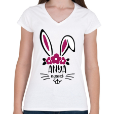 PRINTFASHION Anya nyuszi - Női V-nyakú póló - Fehér női póló