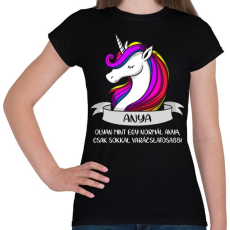PRINTFASHION Anya unikornis - Női póló - Fekete