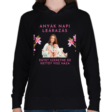 PRINTFASHION Anyák napi leárazás - Női kapucnis pulóver - Fekete
