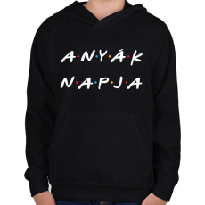 PRINTFASHION Anyák napja - Jóbarátok - Gyerek kapucnis pulóver - Fekete