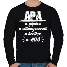 PRINTFASHION Apa - A hős - Férfi pulóver - Fekete