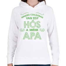 PRINTFASHION Apa a hős - Női kapucnis pulóver - Fehér női pulóver, kardigán