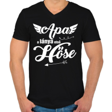 PRINTFASHION Apa, a lánya első hőse - Férfi V-nyakú póló - Fekete férfi póló