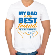 PRINTFASHION Apa a legjobb barát - Férfi V-nyakú póló - Fehér férfi póló