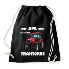 PRINTFASHION Apa a legjobb traktoros  - Sportzsák, Tornazsák - Fekete tornazsák