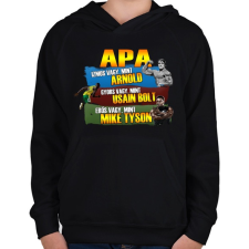 PRINTFASHION Apa a legkeményebb - Gyerek kapucnis pulóver - Fekete gyerek pulóver, kardigán