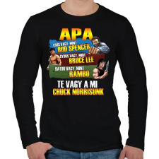 PRINTFASHION Apa a mi Chuck Norrisunk - Férfi hosszú ujjú póló - Fekete férfi póló