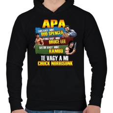 PRINTFASHION Apa a mi Chuck Norrisunk - Férfi kapucnis pulóver - Fekete