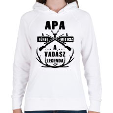 PRINTFASHION Apa a vadász - Női kapucnis pulóver - Fehér