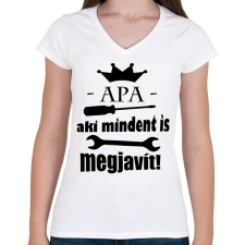 PRINTFASHION Apa aki... - Női V-nyakú póló - Fehér női póló
