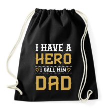 PRINTFASHION Apa az én hősöm - Sportzsák, Tornazsák - Fekete tornazsák