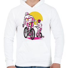 PRINTFASHION Apa és fia biciklin - Férfi kapucnis pulóver - Fehér