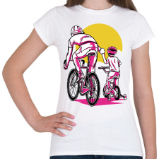 PRINTFASHION Apa és fia biciklin - Női póló - Fehér női póló