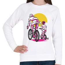 PRINTFASHION Apa és fia biciklin - Női pulóver - Fehér női pulóver, kardigán