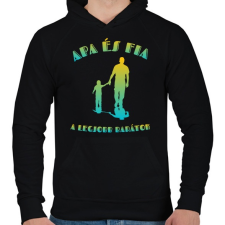 PRINTFASHION Apa és fia - Férfi kapucnis pulóver - Fekete férfi pulóver, kardigán