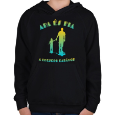 PRINTFASHION Apa és fia  - Gyerek kapucnis pulóver - Fekete gyerek pulóver, kardigán