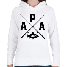 PRINTFASHION apa horgász - egyedi évszámmal - Női kapucnis pulóver - Fehér női pulóver, kardigán