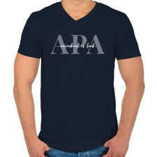 PRINTFASHION Apa mindent is tud fehér - Férfi V-nyakú póló - Sötétkék férfi póló