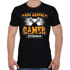 PRINTFASHION Apa nappal, Gamer éjszaka - Férfi póló - Fekete férfi póló